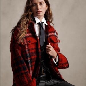 DAVI & DANI Red and Black Plaid Blazer